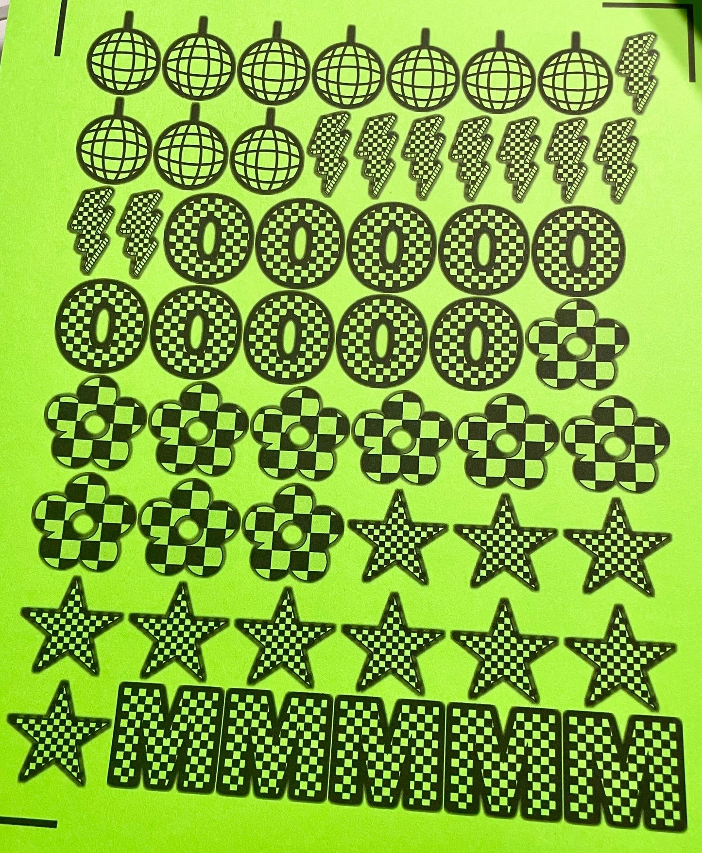 Checkered Neon Charms